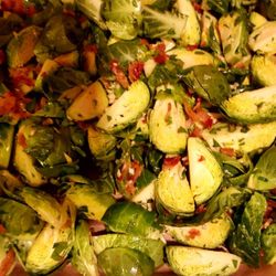 Healthy Nourished Body - Roasted Brussel Sprouts with garlic, bacon, parsley