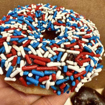 Huron Mountain Bakery - Red, white, and blue sprinkle donut - Bakeries Near Me - Marquette, Michigan