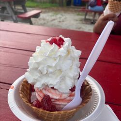 The Brick House Drive In Restaurant - Strawberry Sundae waffle cone