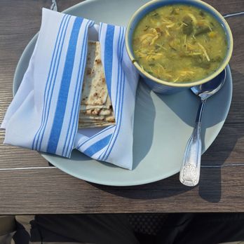 Del Mar Seaside Grill - Lemon Chicken Soup (4/5) w Pita - Mediterranean Near Me - Del Mar, California