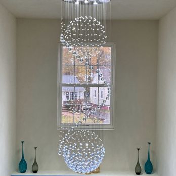 Diamond Electrical Services - 72" led chandelier install 2 story foyer - Electricians Near Me - East Brunswick, New Jersey Diamond Electrical Services - 72" led chandelier install 2 story foyer - Electricians Near Me - East Brunswick, New Jersey