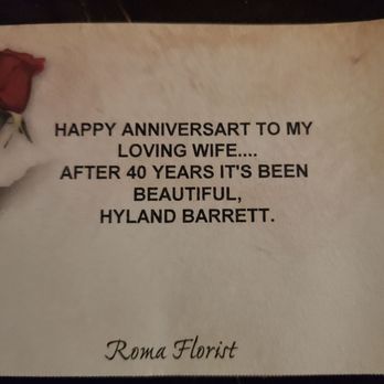 Roma Florist - Card with flowers had a typo! Anniversary is misspelled! - Florists Near Me - Oakville, Connecticut Roma Florist - Card with flowers had a typo! Anniversary is misspelled! - Florists Near Me - Oakville, Connecticut