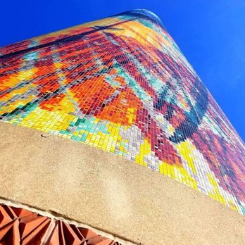 Paragon Prairie Tower - Up close and personal with the mosaic work. - Public Art Near Me - Urbandale, Iowa Paragon Prairie Tower - Up close and personal with the mosaic work. - Public Art Near Me - Urbandale, Iowa