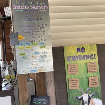 Smith's Nursery - Various ice cream,sorbet and toppings menu - Nurseries & Gardening Near Me - Benson, North Carolina