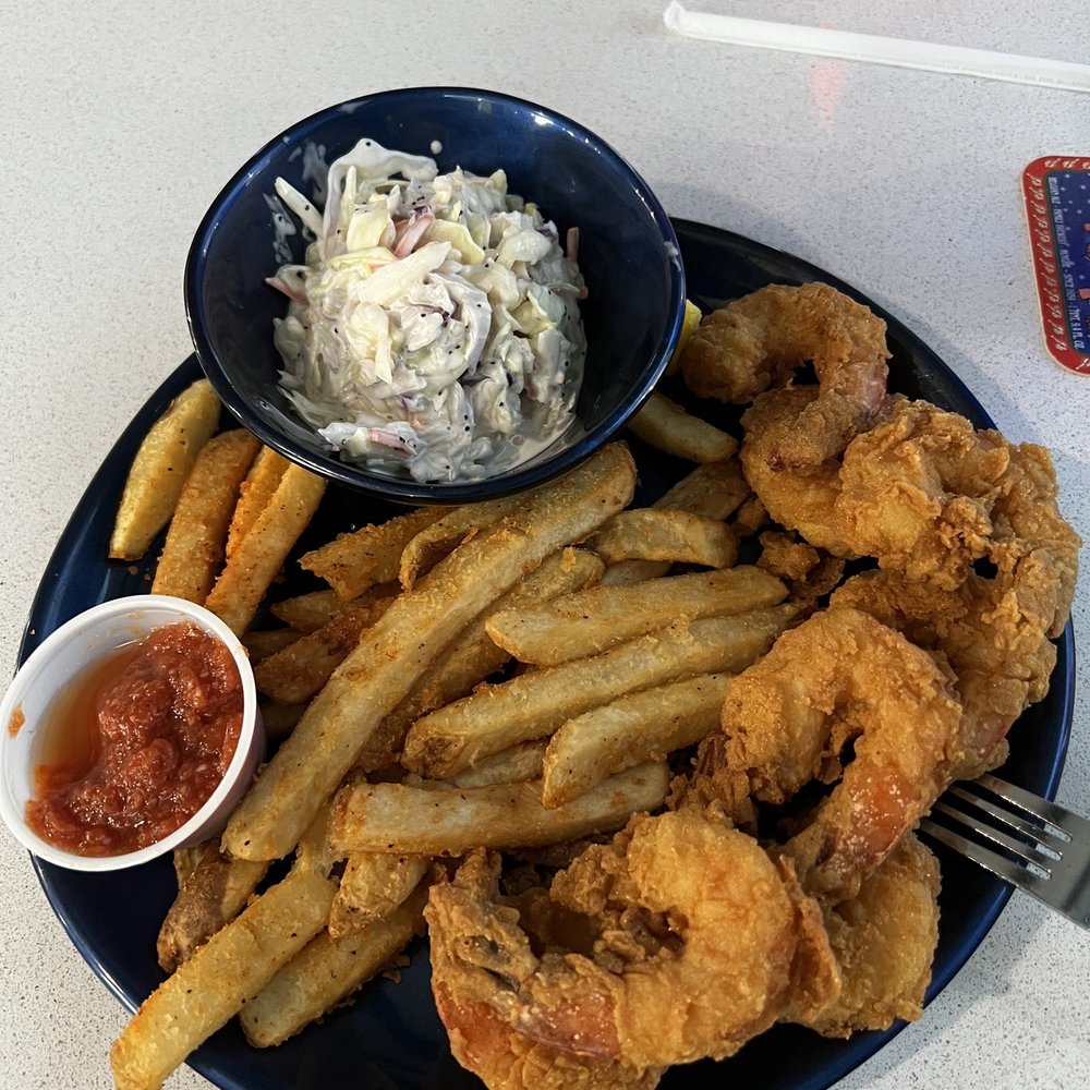 Turtle Shack - Fried shrimp, fries, and pineapple coleslaw. - Seafood Near Me - Palm Coast, Florida Turtle Shack - Fried shrimp, fries, and pineapple coleslaw. - Seafood Near Me - Palm Coast, Florida