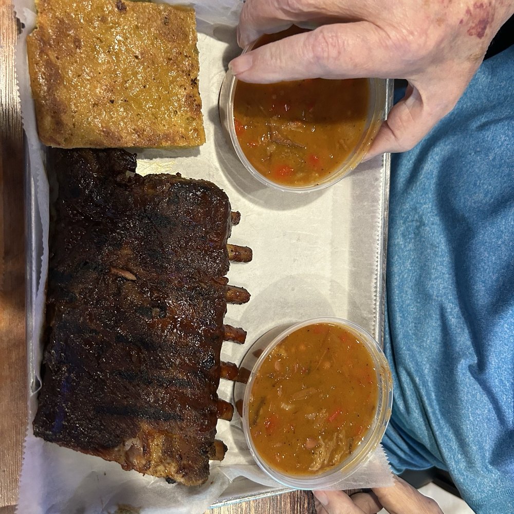 St. Louis Ribs W/ Barbecue Beans and Corn Bread. St. Louis Ribs W/ Barbecue Beans and Corn Bread.
