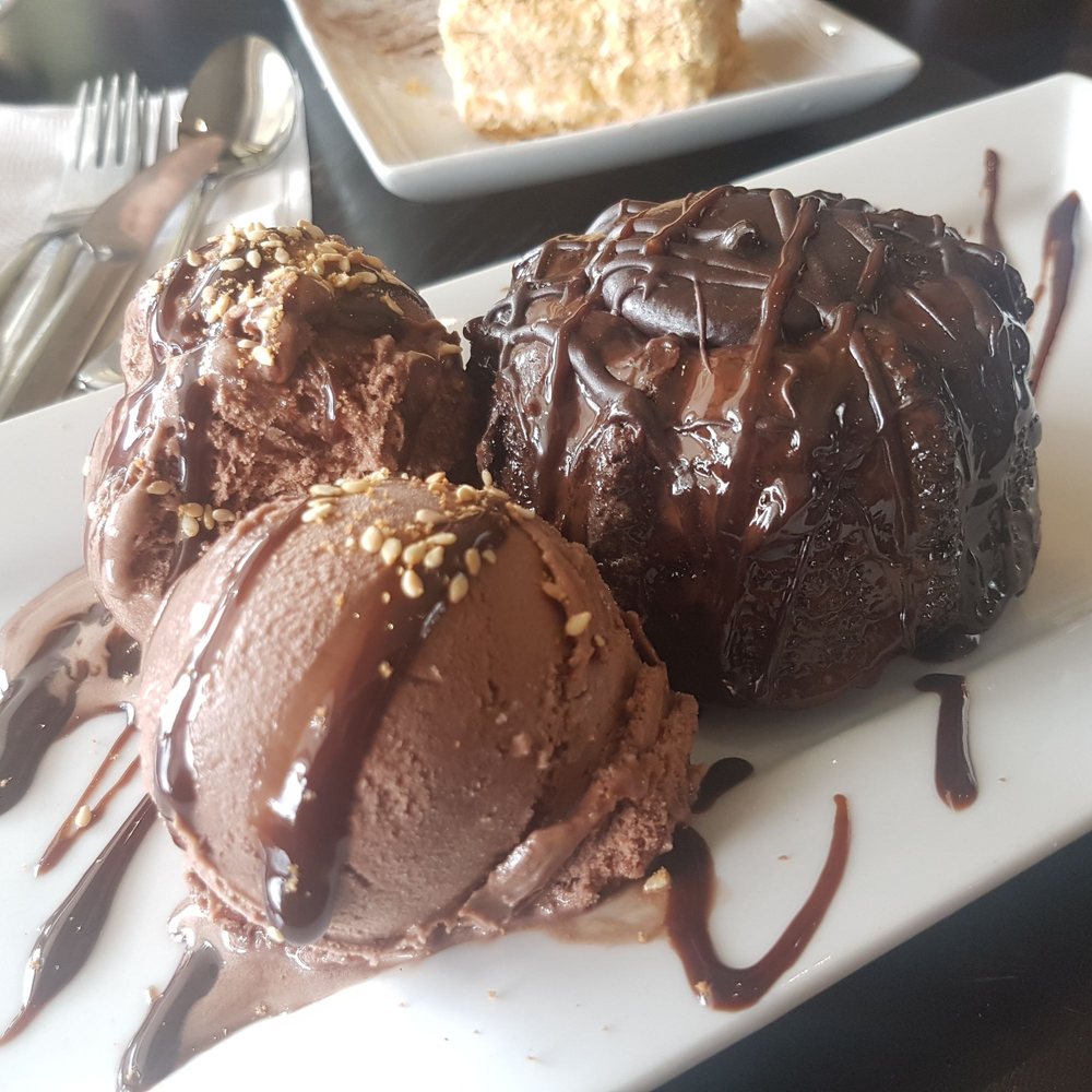 Chocolate lava cake with chocolate ice cream Chocolate lava cake with chocolate ice cream