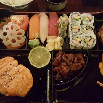 Sushi Yoshi - Bento box w/salmon teriyaki. A well cooked good piece of salmon. - Sushi Bars Near Me - Vienna, Virginia Sushi Yoshi - Bento box w/salmon teriyaki. A well cooked good piece of salmon. - Sushi Bars Near Me - Vienna, Virginia