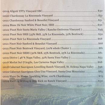Cotiere - Wine list and prices (as of our 2/13/26 visit) - Wine Tasting Room Near Me - Los Alamos, California Cotiere - Wine list and prices (as of our 2/13/26 visit) - Wine Tasting Room Near Me - Los Alamos, California