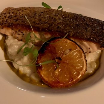 AG, Modern Bar and Steakhouse - Grilled Filet Of Salmon with risotto - New American Near Me - Atlanta, Georgia