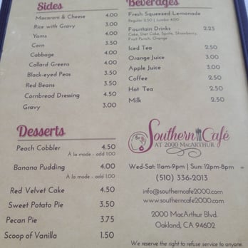 Southern Cafe - Menu - 3 of 3 - Soul Food Near Me - Oakland, California Southern Cafe - Menu - 3 of 3 - Soul Food Near Me - Oakland, California