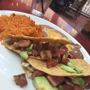 Miguel's Cocina - Ahi Tacos with beans and rice - Mexican Near Me - Coronado, California
