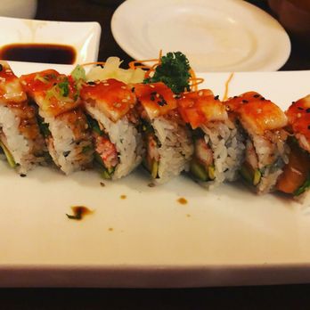 Kamrai - Salmon sushi with shrimp and sesame on top. - Sushi Bars Near Me - Lemont, Pennsylvania Kamrai - Salmon sushi with shrimp and sesame on top. - Sushi Bars Near Me - Lemont, Pennsylvania