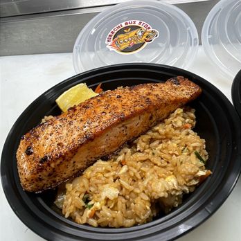 Hibachi Bus Stop - Salmon bowl with fried rice - Teppanyaki Near Me - Hollywood, California Hibachi Bus Stop - Salmon bowl with fried rice - Teppanyaki Near Me - Hollywood, California