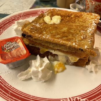 Peach's - Stuffed French Toast, pre packaged Mrs. Butterworth's on the plate - Breakfast & Brunch Near Me - North Conway, New Hampshire Peach's - Stuffed French Toast, pre packaged Mrs. Butterworth's on the plate - Breakfast & Brunch Near Me - North Conway, New Hampshire