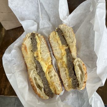 Cassidy’s Corner Cafe - BYOB (sausage, cheddar cheese, egg) on an asiago bagel - Cafes Near Me - Long Beach, California Cassidy’s Corner Cafe - BYOB (sausage, cheddar cheese, egg) on an asiago bagel - Cafes Near Me - Long Beach, California