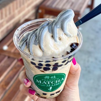 Matcha Cafe Maiko - Black Sesame & Milk Tea soft serve with boba @tiffhuangry - Desserts Near Me - Duluth, Georgia Matcha Cafe Maiko - Black Sesame & Milk Tea soft serve with boba @tiffhuangry - Desserts Near Me - Duluth, Georgia