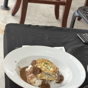 Kapa Hale - LOCO MOCO (Local Grass-Fed Beef Patty, Brown Gravy, Fried Egg, Rice) - Hawaiian Near Me - Honolulu, Hawaii