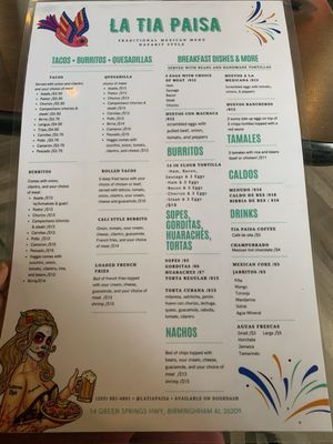 Menu photo 2 Tacos La Tia Paisa Birmingham, AL