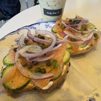 Easy Does It - Lox bagel and Iced latte - Coffee & Tea Near Me - San Diego, California Easy Does It - Lox bagel and Iced latte - Coffee & Tea Near Me - San Diego, California