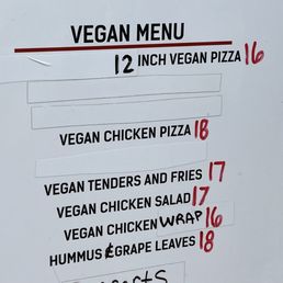 Vegan Menu! Vegan Menu!