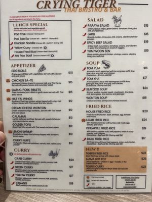 Menu photo 4 Crying Tiger Thai Bistro & Bar Eastvale, CA
