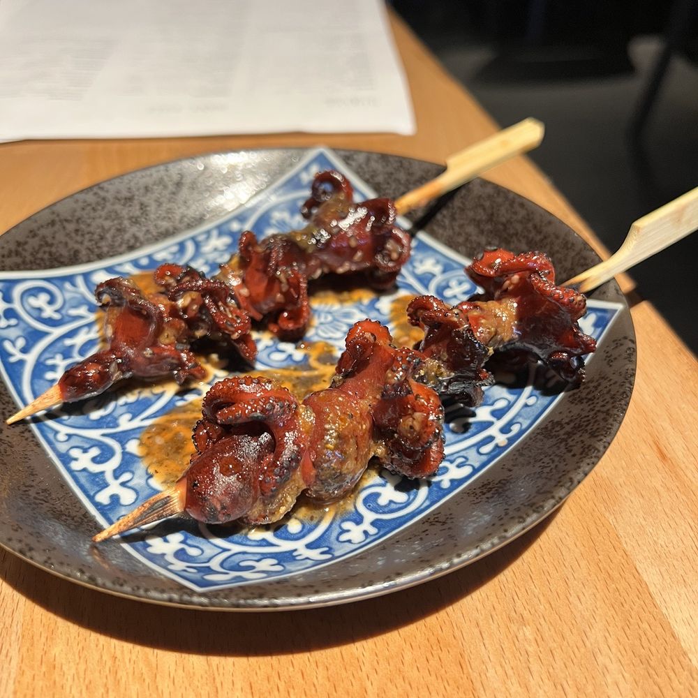 Koji - Tako "octopus" skewer with miso panca - Sushi Bars Near Me - Omaha, Nebraska Koji - Tako "octopus" skewer with miso panca - Sushi Bars Near Me - Omaha, Nebraska