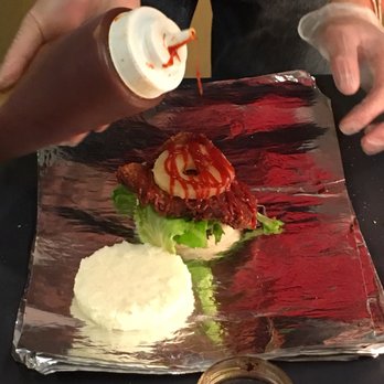 Rice Burg - Mala spicy crispy chicken rice burger in the works - Food Trucks Near Me Rice Burg - Mala spicy crispy chicken rice burger in the works - Food Trucks Near Me