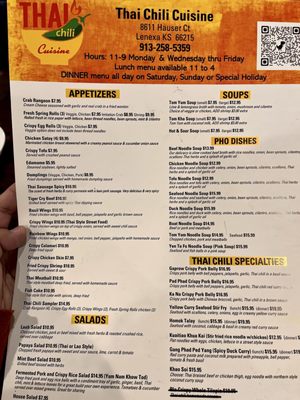 Menu photo 1 Thai Chili Cuisine Lenexa, KS Menu photo 1 Thai Chili Cuisine Lenexa, KS