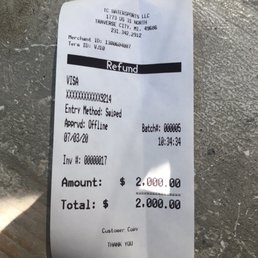 Refund of 2000 dollars for two jet skis rented... Refund of 2000 dollars for two jet skis rented...