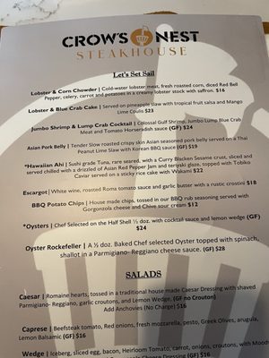 Menu photo 4 Crow's Nest Steakhouse Captiva, FL