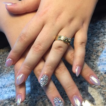 Julie's Nails - Pink chrome powder and rhinestones. Tammy and Tiffany are AMAZING. - Nail Salons Near Me - Tacoma, Washington Julie's Nails - Pink chrome powder and rhinestones. Tammy and Tiffany are AMAZING. - Nail Salons Near Me - Tacoma, Washington