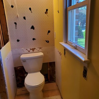 American Mechanical - toliet is shimmed up only because we asked for them to install it - Electricians Near Me - Virginia Beach, Virginia American Mechanical - toliet is shimmed up only because we asked for them to install it - Electricians Near Me - Virginia Beach, Virginia