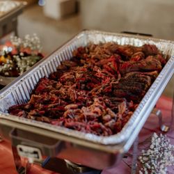 Big Daddy's Rockin Q - Full pan of brisket at a catered wedding