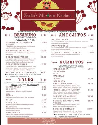 Menu photo 6 Nydias Mexican Kitchen Twentynine Palms, CA Menu photo 6 Nydias Mexican Kitchen Twentynine Palms, CA