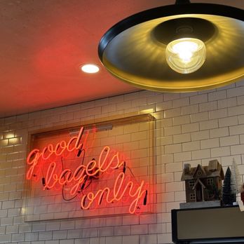 Bagel Kitchen - Neon sign inside says "good bagels only." It's true! - Bagels Near Me - Pacific Grove, California Bagel Kitchen - Neon sign inside says "good bagels only." It's true! - Bagels Near Me - Pacific Grove, California