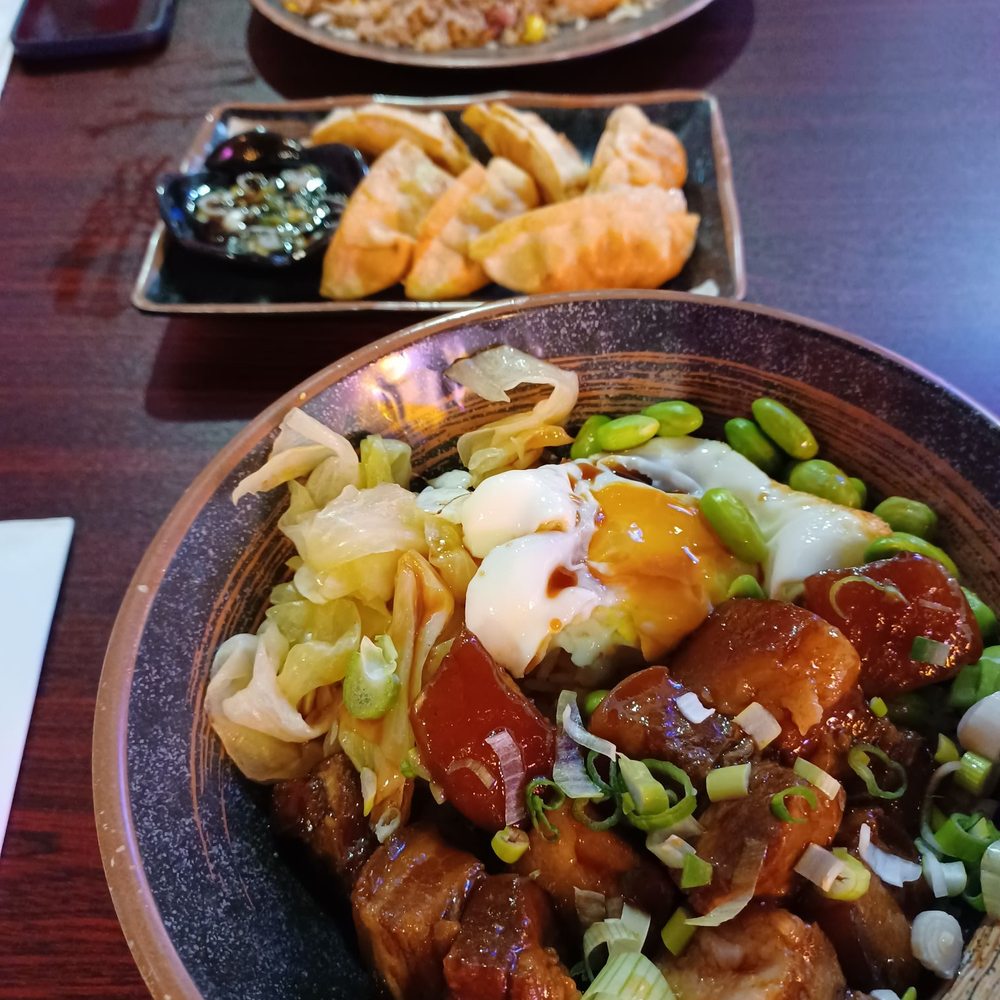 Good Chef Restaurant - (Top) Special Fried Rice. (Mid) Pan fried pork gyoza. (Bottom) Pork Belly w/ Rice. - Asian Fusion Near Me - Miami, Florida Good Chef Restaurant - (Top) Special Fried Rice. (Mid) Pan fried pork gyoza. (Bottom) Pork Belly w/ Rice. - Asian Fusion Near Me - Miami, Florida