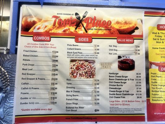 Menu photo 1 Tori's Place Sacramento, CA Menu photo 1 Tori's Place Sacramento, CA