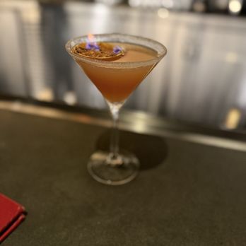 Katsuya LA Live - Some kind of martini on fire-but it was awesome! - Sushi Bars Near Me - Los Angeles, California
