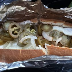 Antonio's Pizza - Chicken Parmigiana Sub with onions and jalapeños