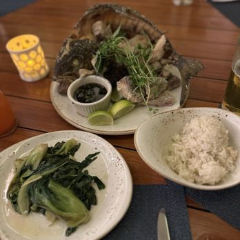 Hualani's - Signature Pupu - Whole Fried Local Hawaiian Kampachi Fish, with rice and choy - Hawaiian Near Me - Lihue, Hawaii Hualani's - Signature Pupu - Whole Fried Local Hawaiian Kampachi Fish, with rice and choy - Hawaiian Near Me - Lihue, Hawaii