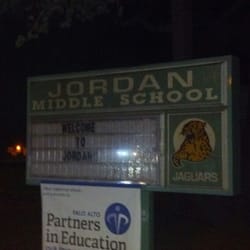 David Starr Jordan Middle School - School sign at night.