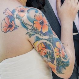 California poppies by Karen, featured prominently at my wedding