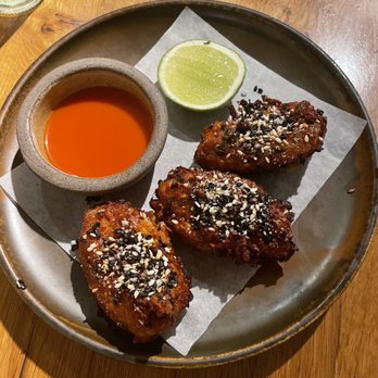 ROVI - Kimchi and gruyere fritters - Modern European Near Me - London, XGL ROVI - Kimchi and gruyere fritters - Modern European Near Me - London, XGL