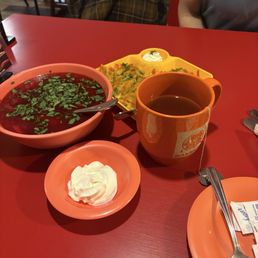 Borscht Soup, Hot Tea, Classic Dumpling