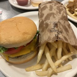Deluxe cheese burger with small fries