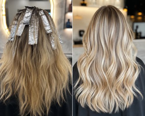 Blonde Transformation - This blonde transformation was designed to brighten and refresh previously grown-out color while maintaining healthy-looking hair. The service included custom blonding, toning, and finishing work to create seamless dimension, shine, and a natural-looking result tailored to the client.