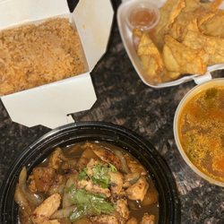 Thipi Thai - Thai Fried Rice, Crab Rangoon, pineapple chicken and Tom Yum Shrimp