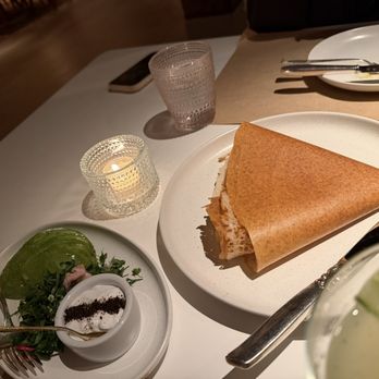 Abc kitchens - dosa Yogurt, avocado, lemon dressing, sprouts. We had vegan yogurt... coconut milk - Venues & Event Spaces Near Me - Brooklyn, New York