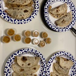 Gonzalez Bakery - A plethora of tacos along with some HOT tasty salsa! Careful with that!
